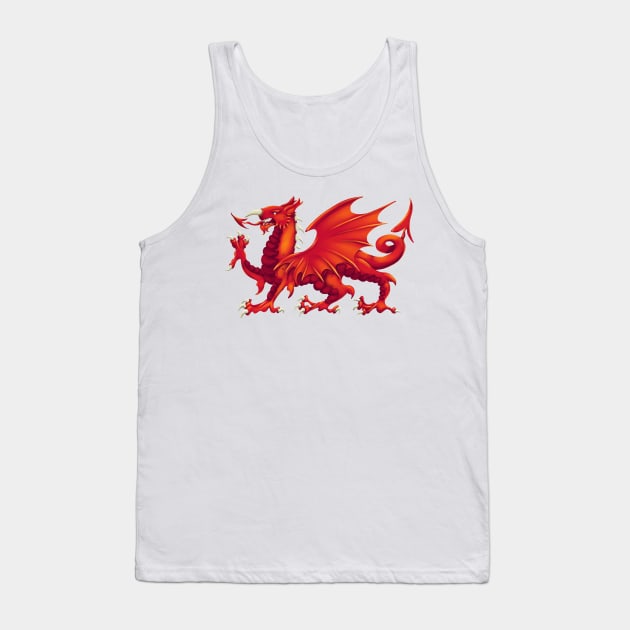 Welsh Dragon - Y Ddraig Goch Tank Top by Rowena Aitken